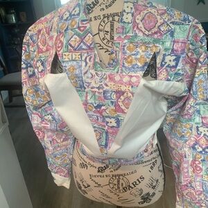 Western Colorful Patterned Button-Up Shirt